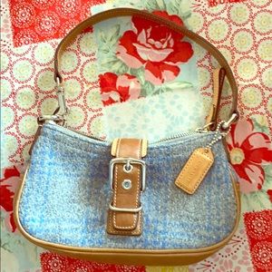 Coach grey and blue plaid purse